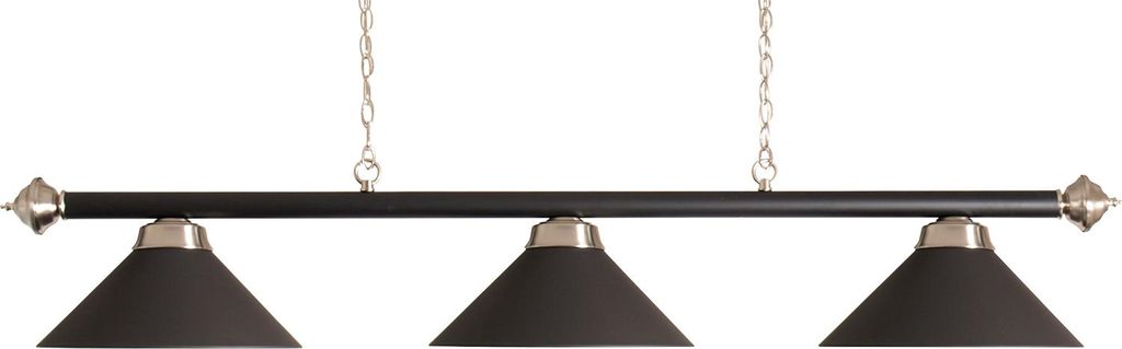 Lampa bilardowa z 3 matowymi, czarnymi kloszami do stołów o Zdjęcie produktu 