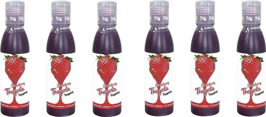 6x Halta Mini Topping Fragola sauce Erdbeere 200 g für Desserts, Kuchen, Eis