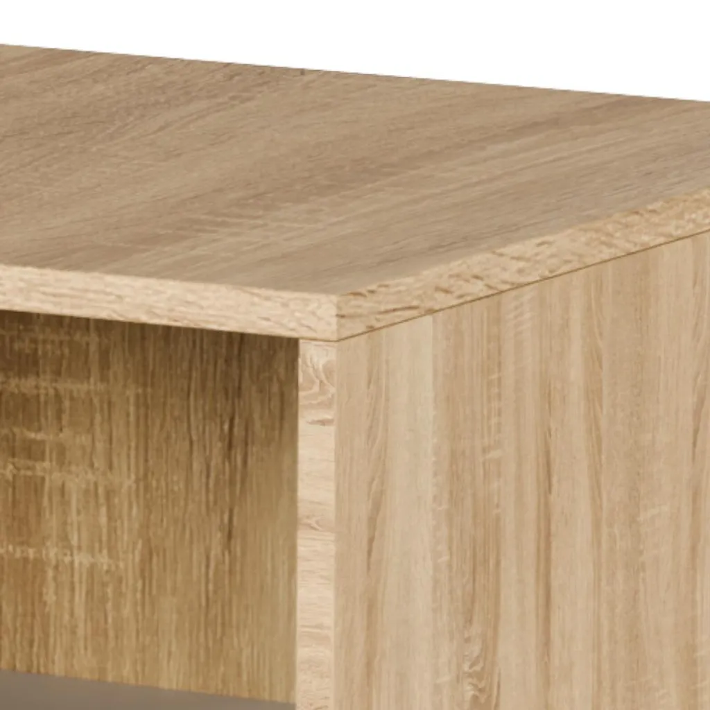 Petite Table d'Appoint Bicolore Chêne et Blanc 1 Tiroir Design Moderne