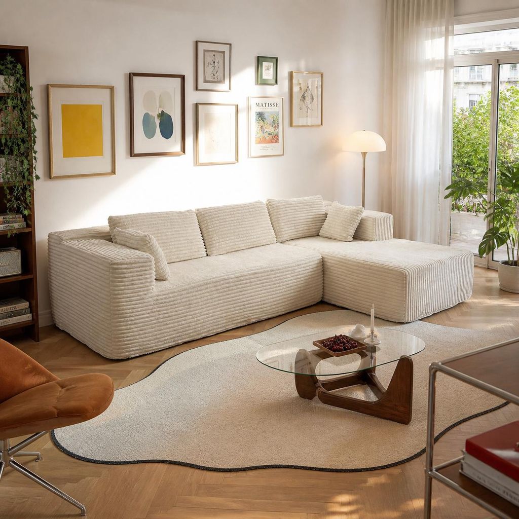 Ecksofa mit breiter Liegefläche, Kompressionsschaum-Sofa Produktbild 