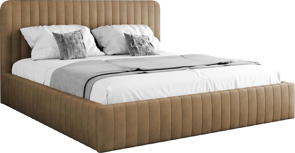 MIRJAN24 Polsterbett Caniko, Ehebett mit Bettkasten, Leistenlattenrost aus Holz, Schlafzimmer (Farbe: Velluto 30, Größe: 180x200 cm)