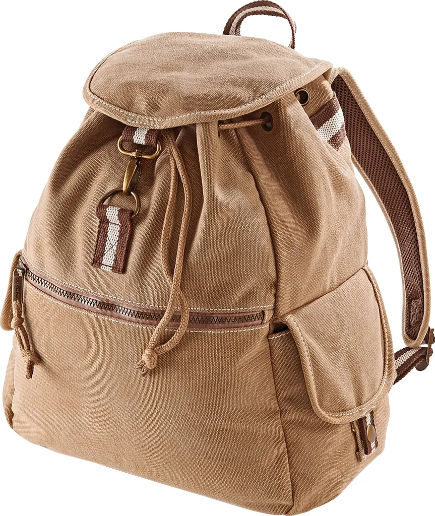 Petit sac à dos 18 litres style rétro Quadra BC766 en coton Sahara sable