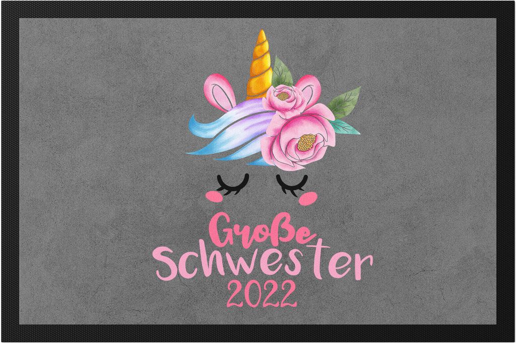 Große Schwester 2022 Fußmatte Einhorn Schwangerschaft Verkündung Geburt Big Sister Geschenk Ankündigung