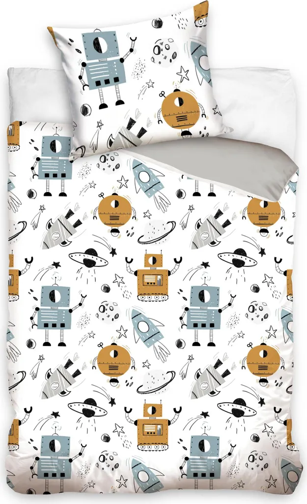 Set Copripiumino Spaziale 140x200 | Design Razzi e Stelle per Camera - 1