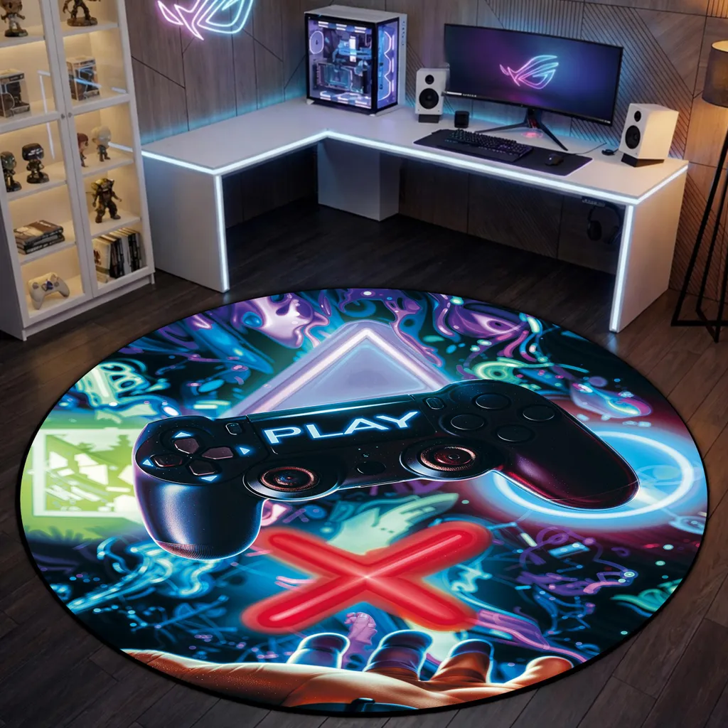 Tapis de jeu 160 cm rond anti-bruit pour protéger le sol des chaises gamer