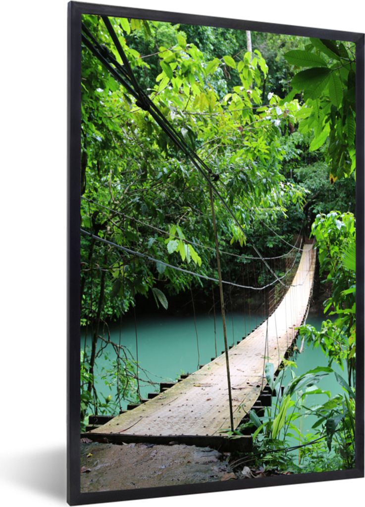 MuchoWow MuchoWow Gerahmtes Poster Natur - Brücke - Türkis 60x90 cm - Poster mit zchwarzem Bilderrahmen - Kunst