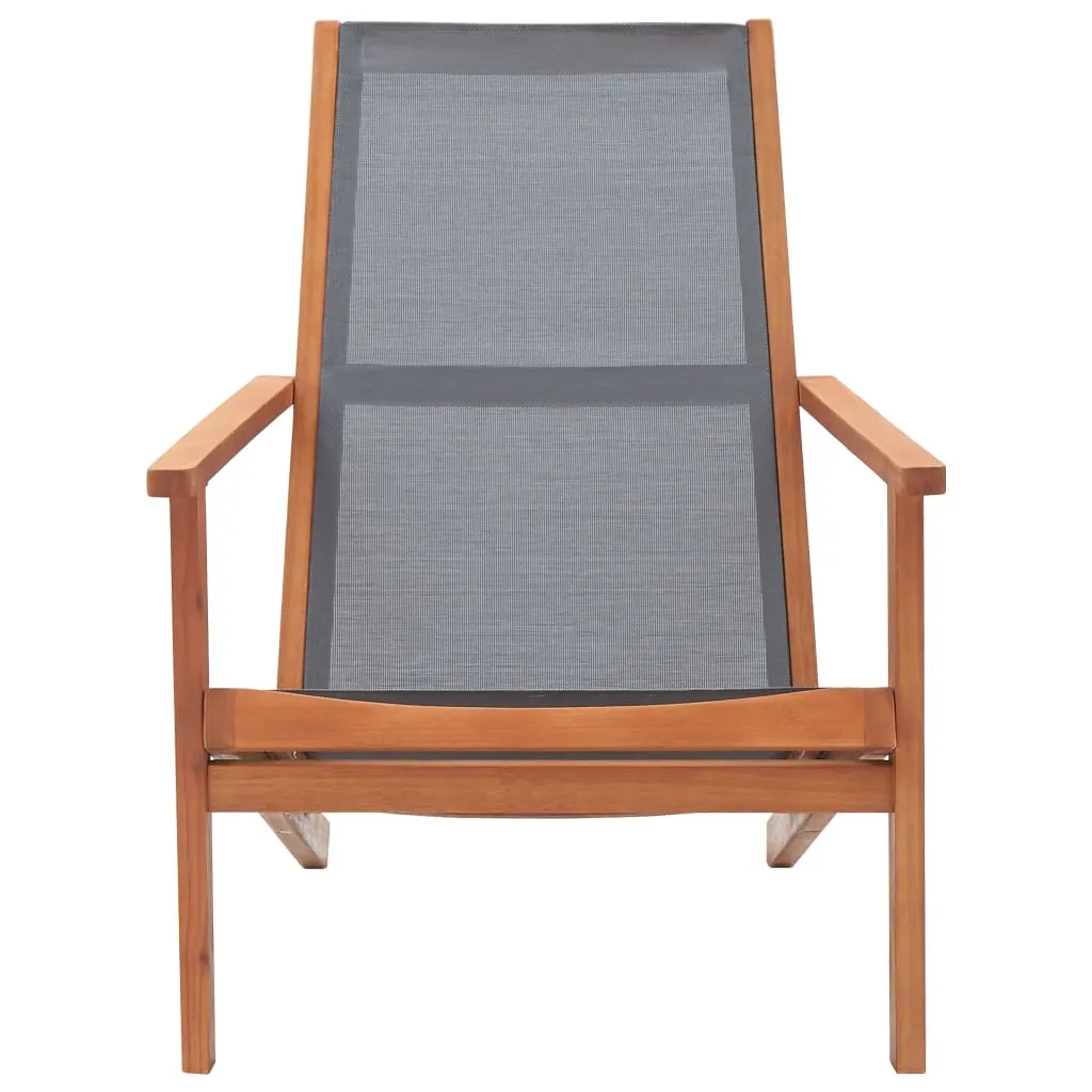 vidaXL Chaise longue de jardin Gris en bois d'Eucalyptus et Textilène