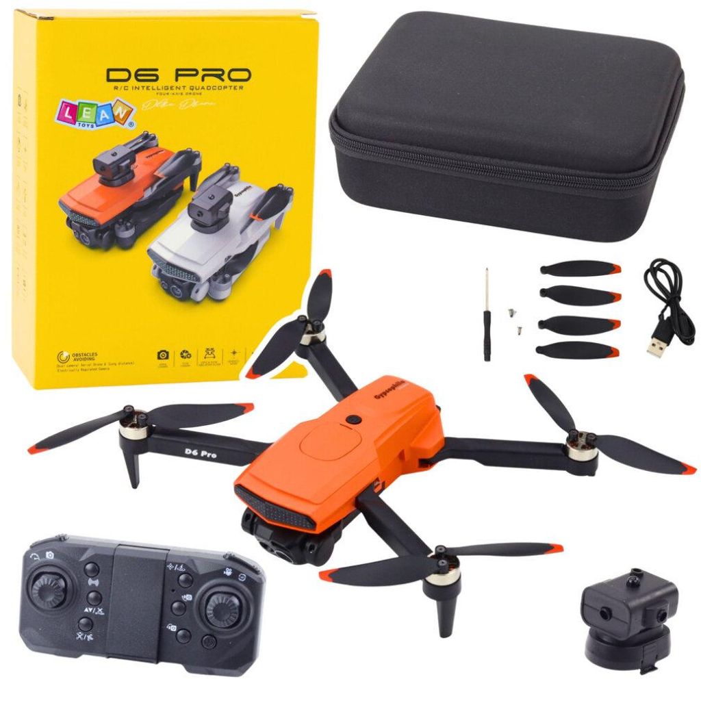 Dron D6 PRO podwójna Kamera HD LED pomarańczowy Zdjęcie produktu 