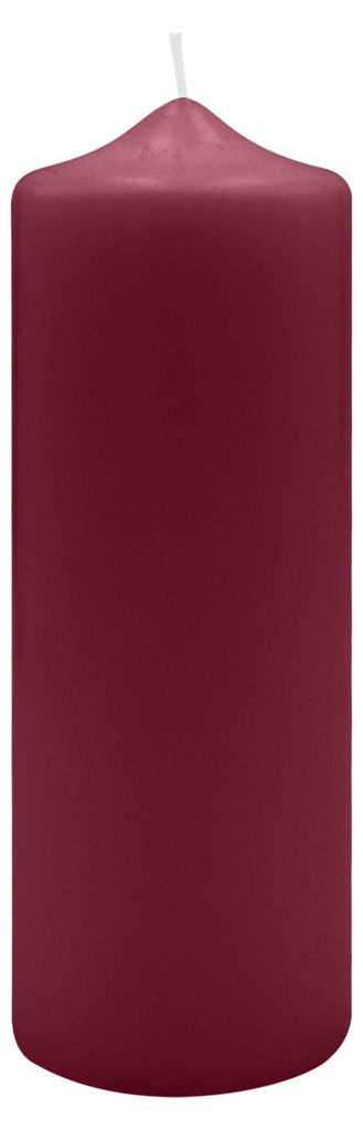 Spitzkopf Stumpen Kerzen Burgund Rotbraun 20 x Ø 7 cm, 6 Stück
