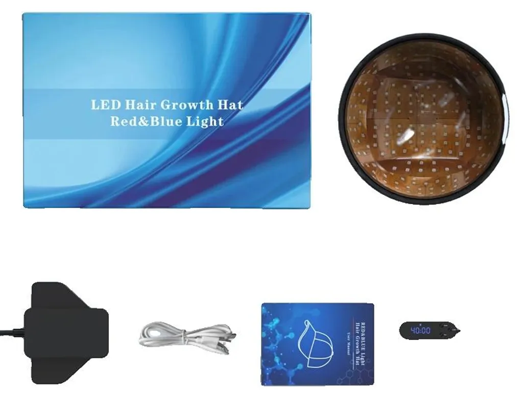 Traitement anti-chute de cheveux efficace et casque de pousse LED noir