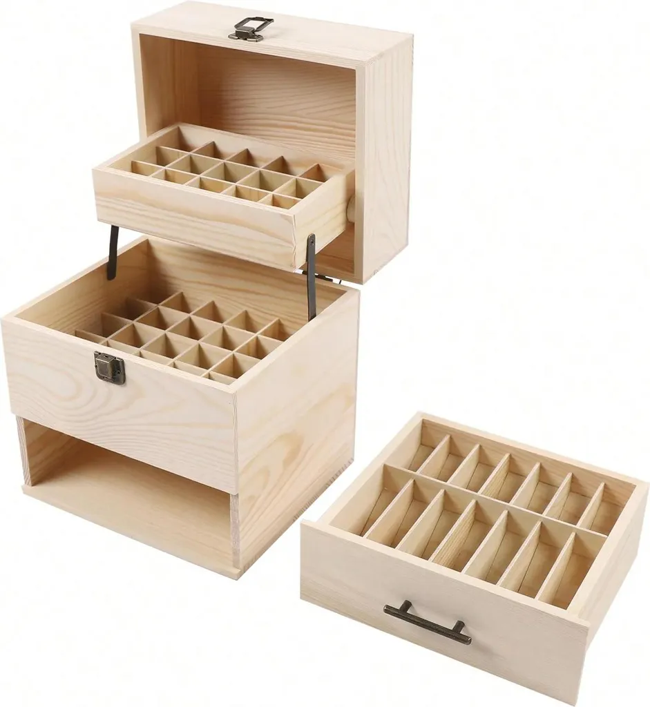 Rangement huiles essentielles contre le désordre : 59 cases beige