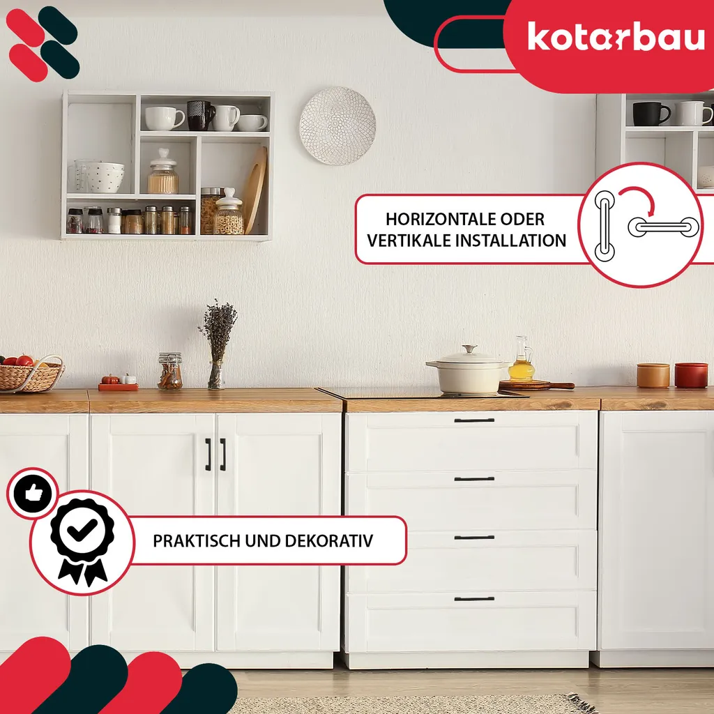 KOTARBAU® Set di 10 maniglie per mobili 190 mm maniglie per mobili ZnAl maniglie per armadi da cucina maniglie per cassetti maniglie per mobili nere maniglie per armadi da cucina maniglie per ante di armadi maniglia per barre di mobili - 4