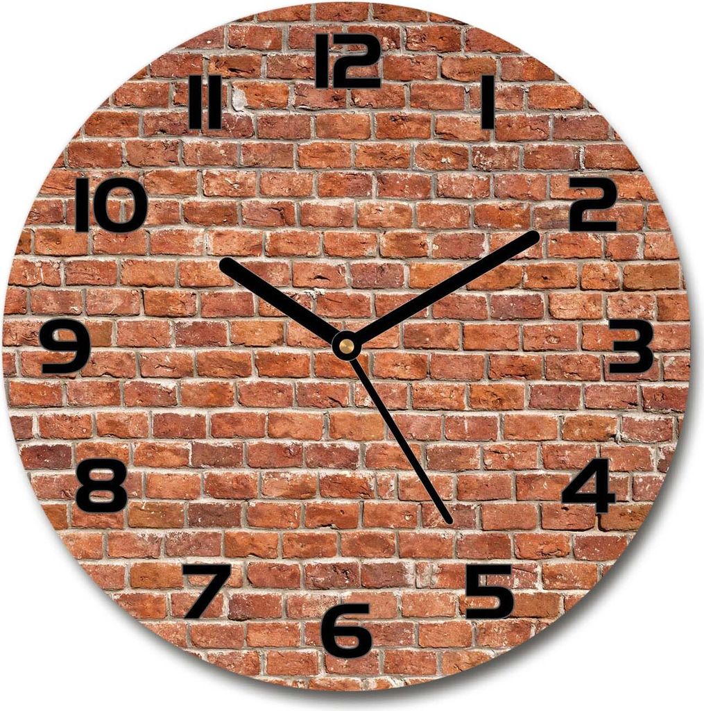 Wanduhr aus Glas 30fi Glasbild Glasuhr Gehärtetes Glas - schwarze-zeiger - Brick wall