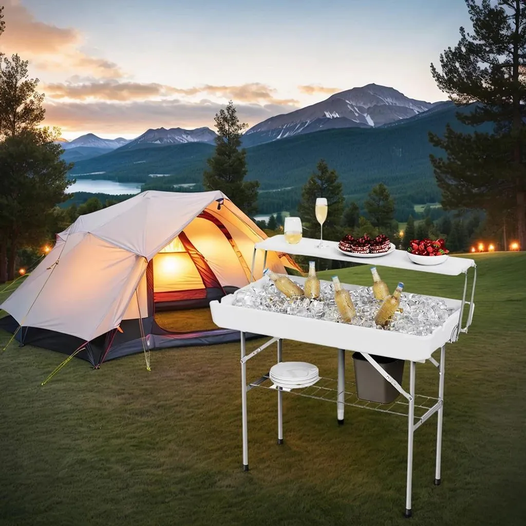 Table de buffet réfrigérée design moderne minimaliste - Métal blanc 1m20