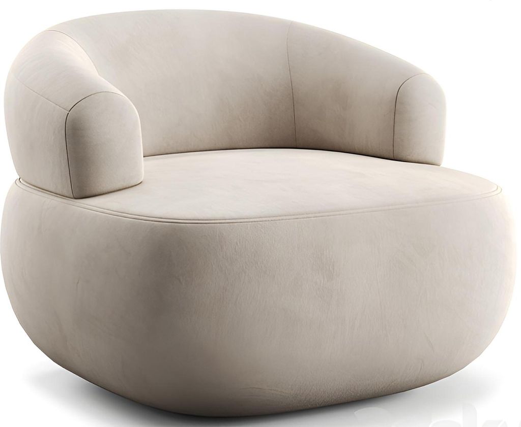 Beiger Stoffsessel Designer Polstersessel Wohnzimmer Textilsessel