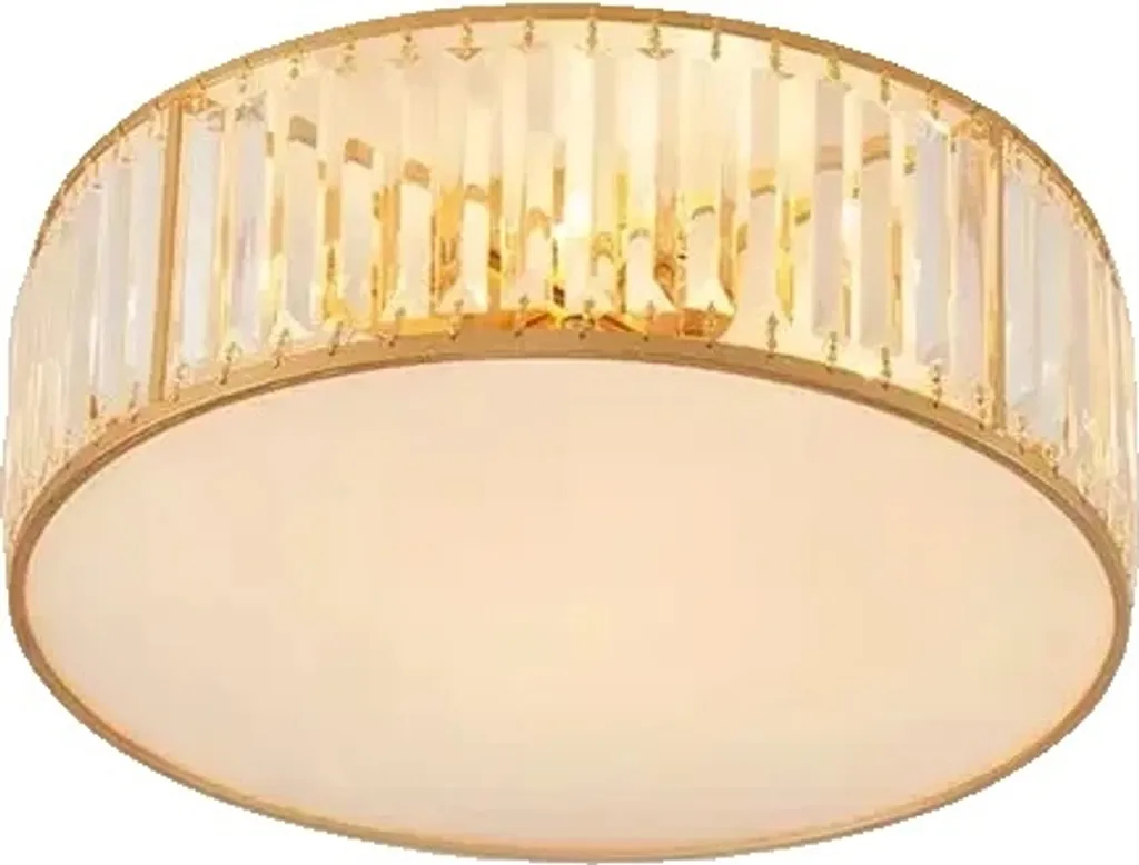 Plafonnier à LED doré 40cm avec bande de verre et cadre métallique chic