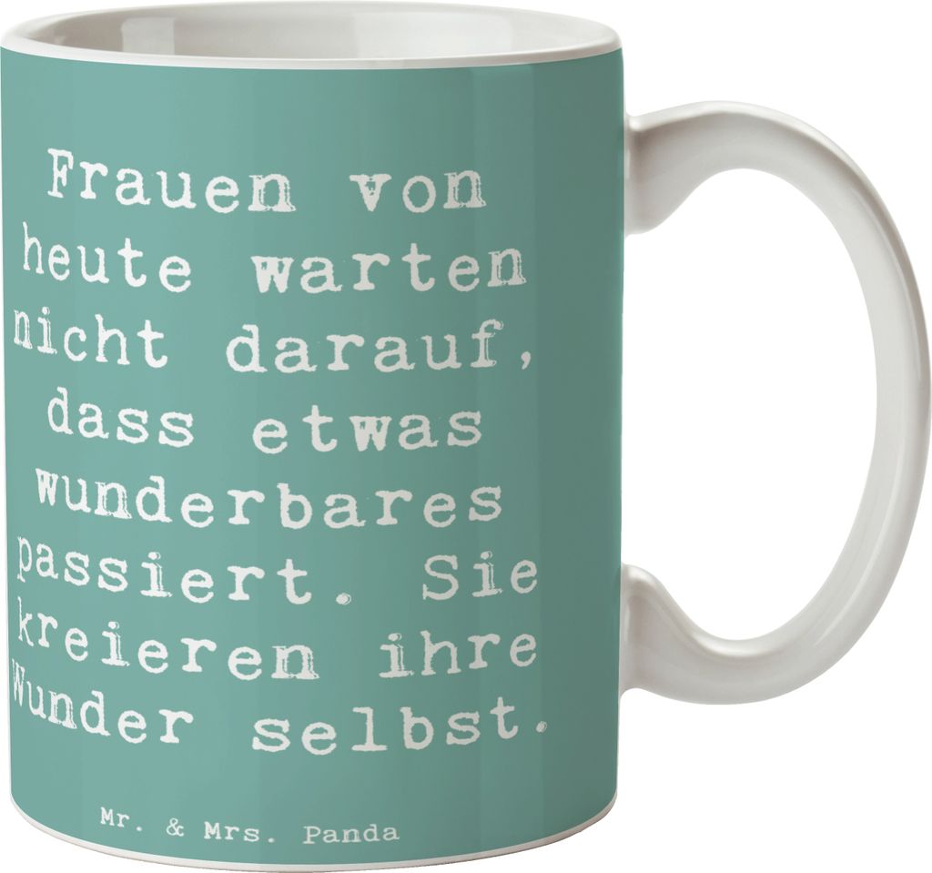 Mr. & Mrs. Panda Kaffeebecher Spruch Hoffnung schaffen - Meeresbrise - Geschenk, Teetasse, etwas wunderbares passiert, Zitat, sie kreieren ihre Wun...