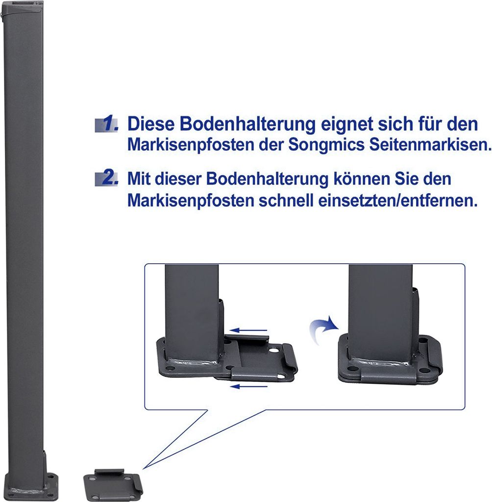 SONGMICS Bodenhalterung für Seitenmarkisen-Pfosten, Produktbild 4