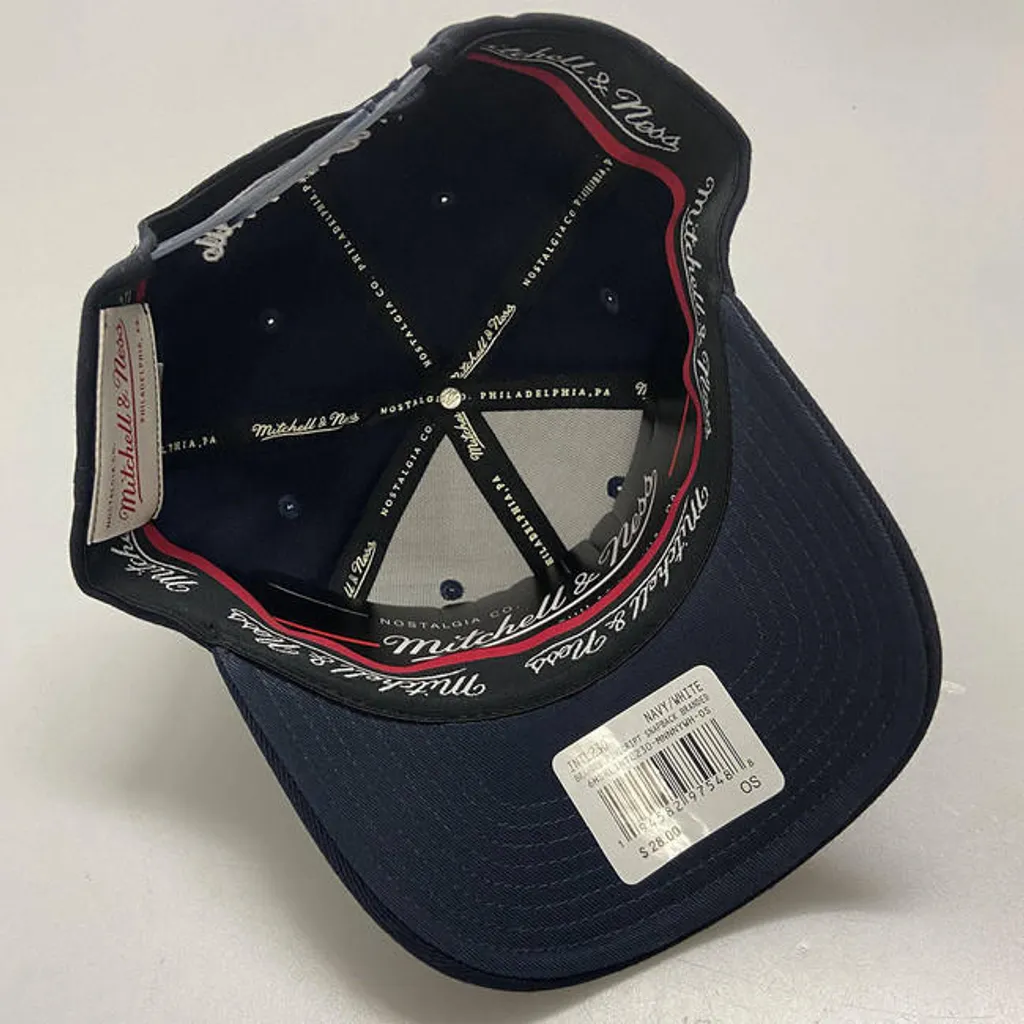Mitchell & Ness Pinscript Redline Navy White Snapback - Stile Iconico - 3