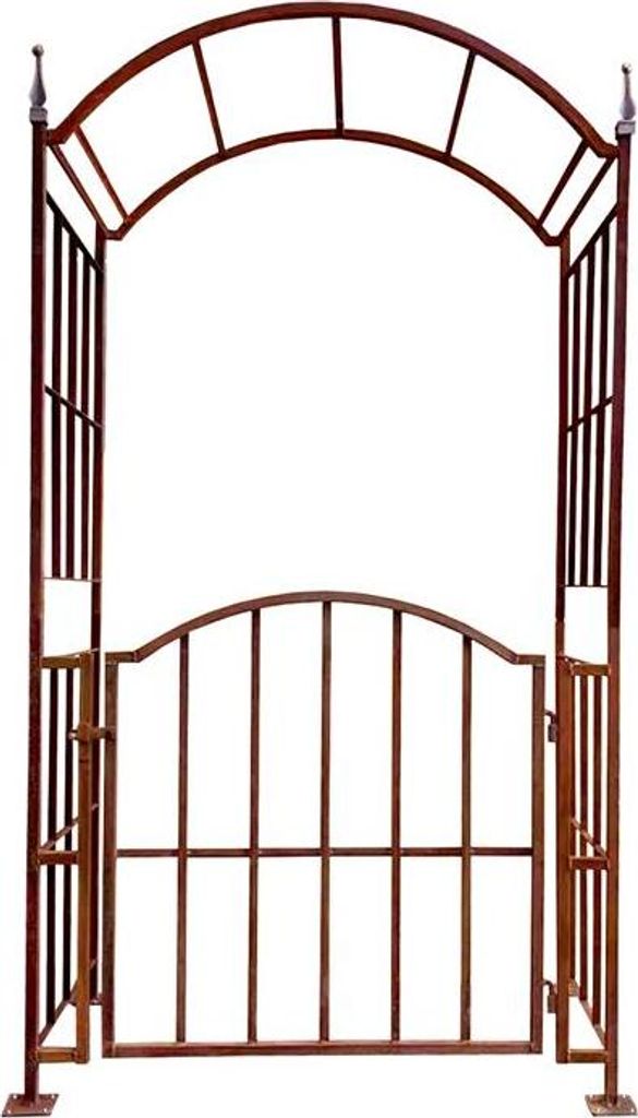 Rosenbogen Kletterhilfe Rankhilfe mit Tor Edel-Rost Rankgitter Gartentür 225 cm