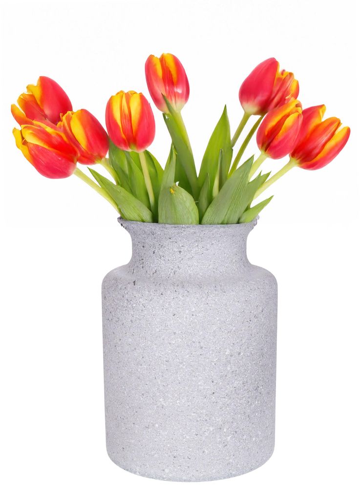 Blumenvase Dubai - grauer Granit - Glas - D14 x 20 cm