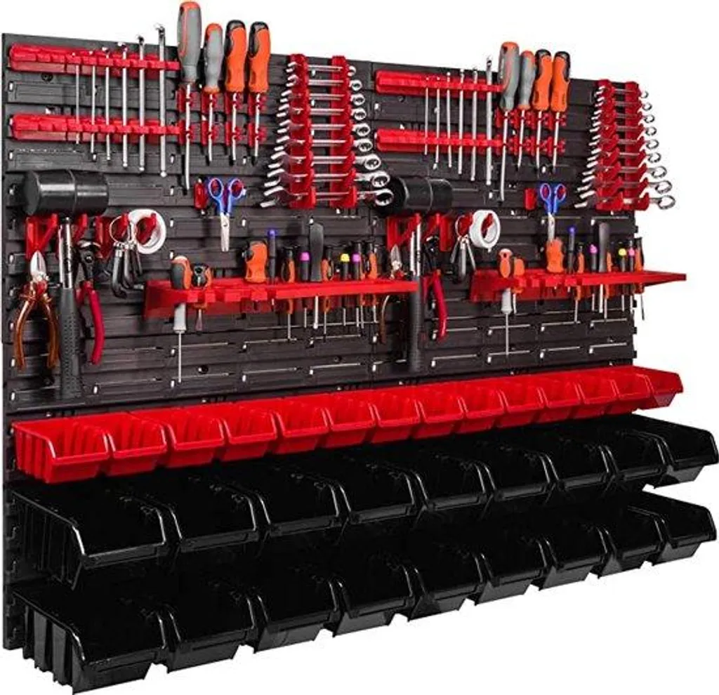 Support mural pour outils de jardin 115x78 cm en acier robuste