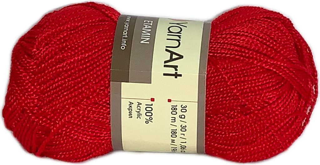 A ball of red yarn on a white background.