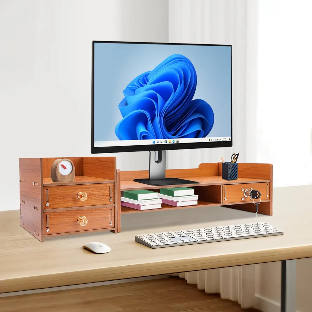 Support de moniteur pour bureau - Rehausseur écran MDF pour télétravail