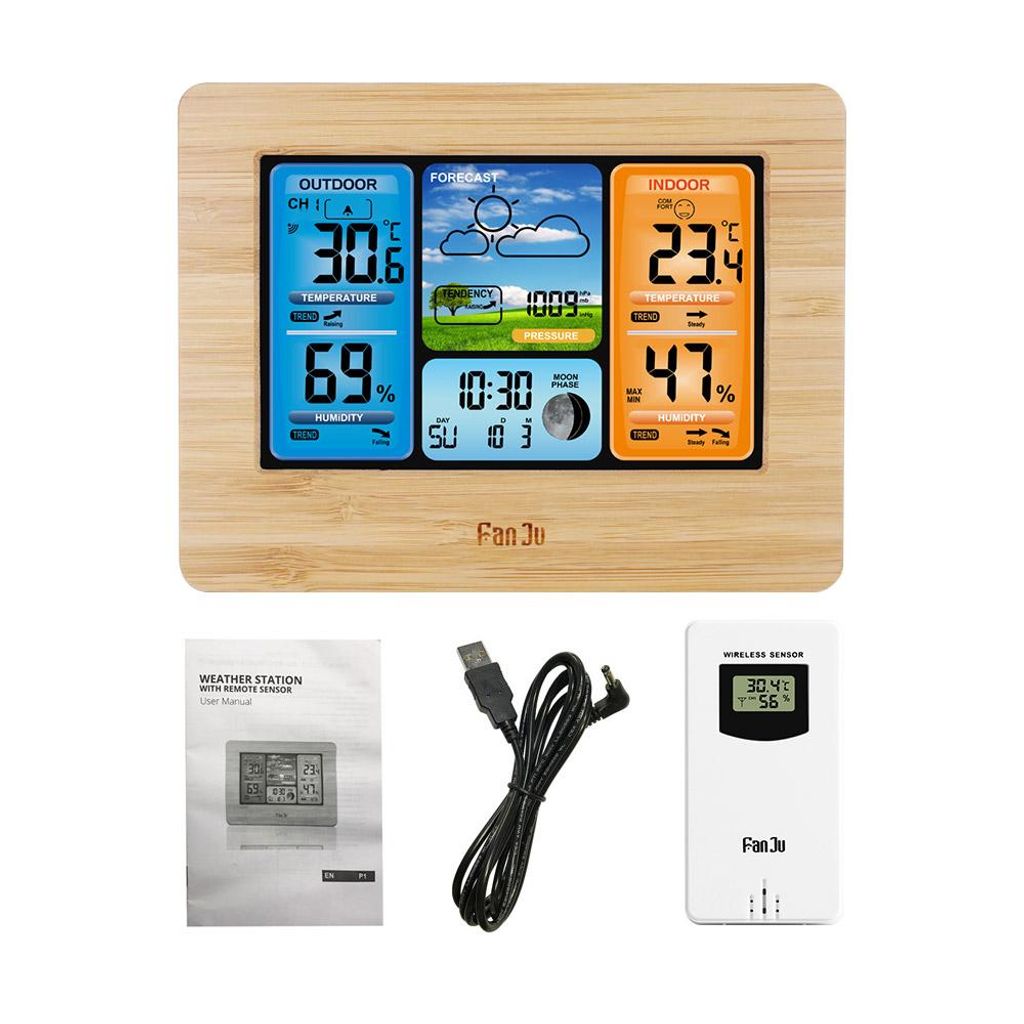 FJ3373 Digitální meteostanice s LCD displejem - budík, Obrázek produktu 