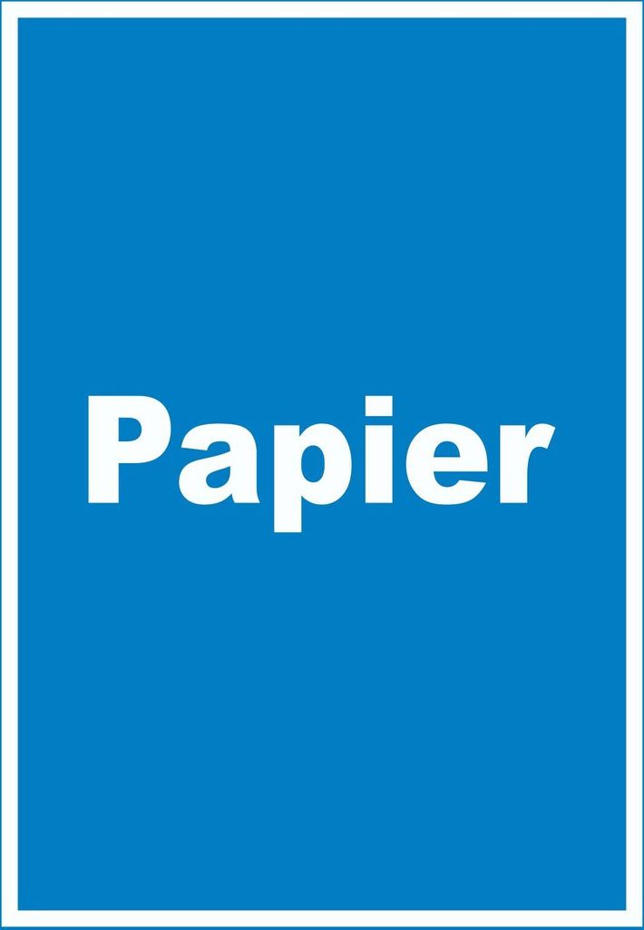 Papier Mülltrennung Schild mit Text hochkant A4 (210x297mm)