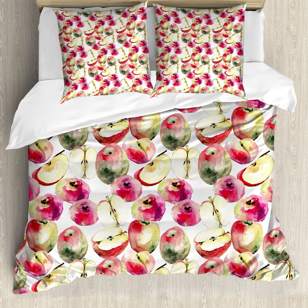 ABAKUHAUS Apfel Bettbezug, Bunte Saturn Pfirsiche, Milbensicher Allergiker geeignet mit Kissenbezügen, 155 cm x 220 cm - 80 x 80 cm, Mehrfarbig