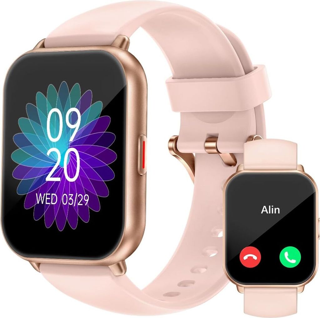 Smartwatch Damen Herren mit Telefonfunktion, Schrittzähler Herzfrequenz,SpO2-Messung, Schlafüberwachung,Nachrichten, mehrere Trainingsmodi Androi...