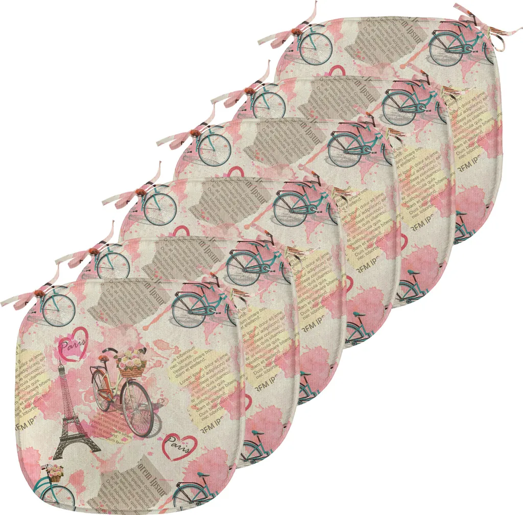 Coussin Décoratif Parisien Bleu et Rose - Tissu Imperméable Lot de 6
