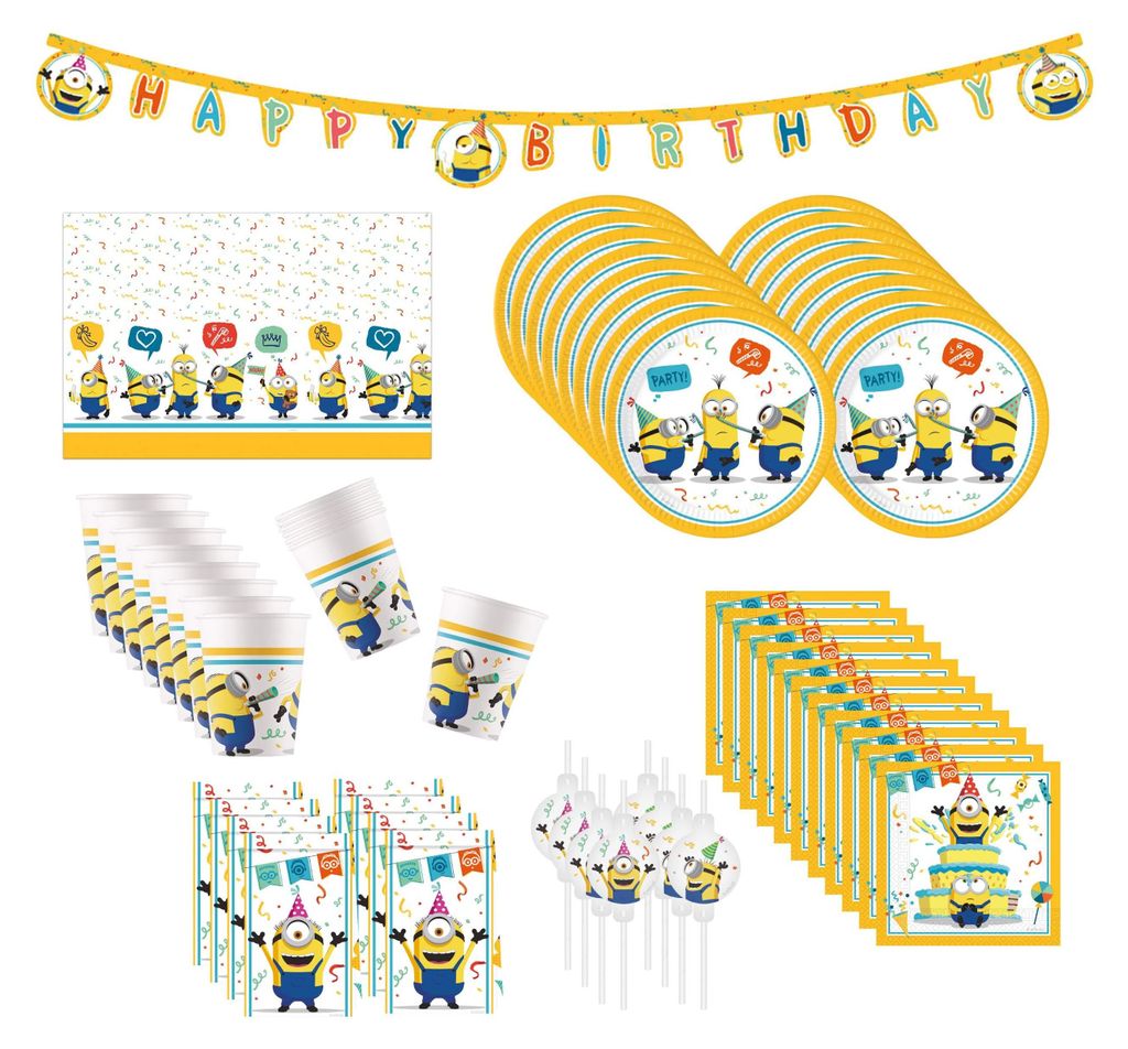 90-tlg. Minions Rise of Gru Party Set für Kindergeburtstag