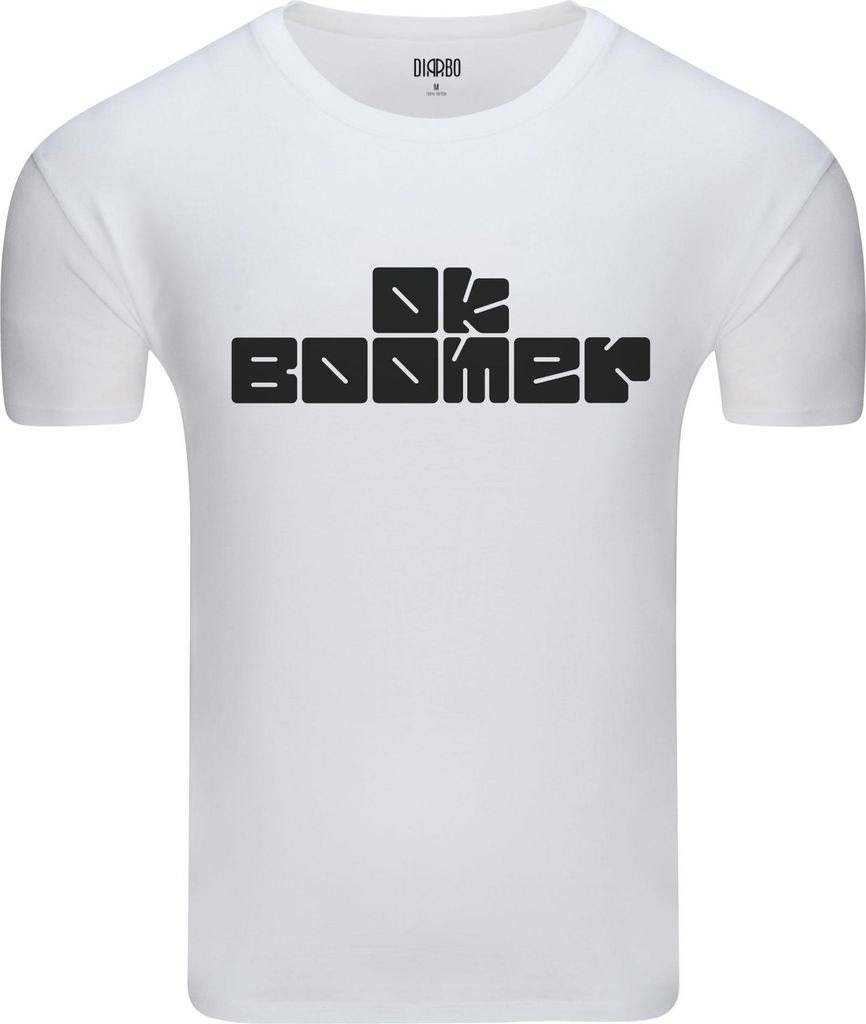 Diarbo Herren T-Shirt mit Lustiger Aufschrift Ok Boomer Weiß Gr.S