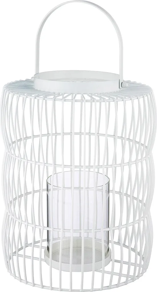 Grand photophore design blanc en métal ajouré H44cm Gilde Stage VE2