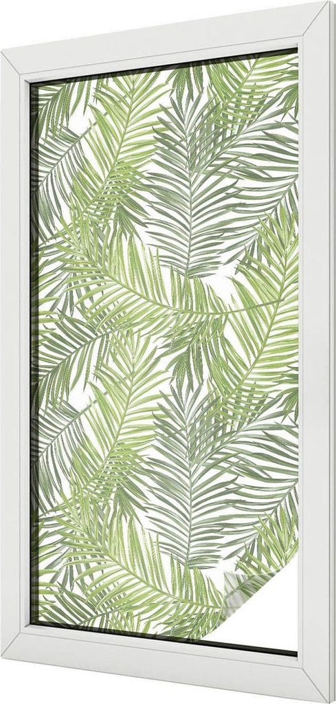 Buntglas Fensterfolie – 100x50 cm – Stained-Glass Design – blickdichte dekorative Sichtschutzfolie – selbstklebend, UV-Schutz – Pflanzenm...