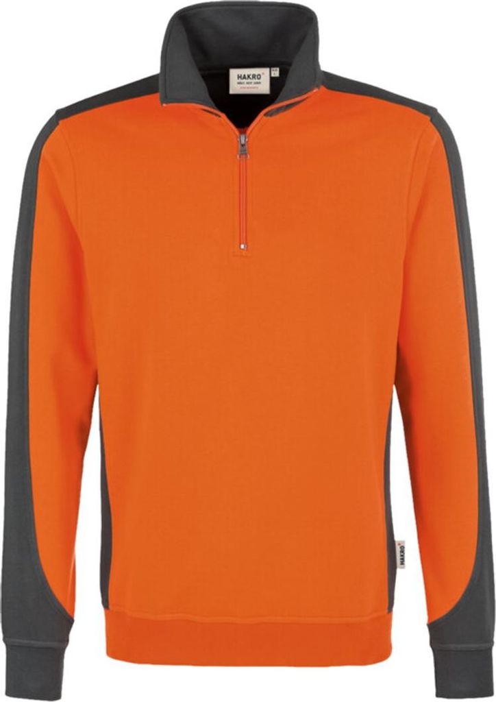 HAKRO Zip-Sweatshirt Contrast Mikralinar 476, orange/anthrazit, 6XL