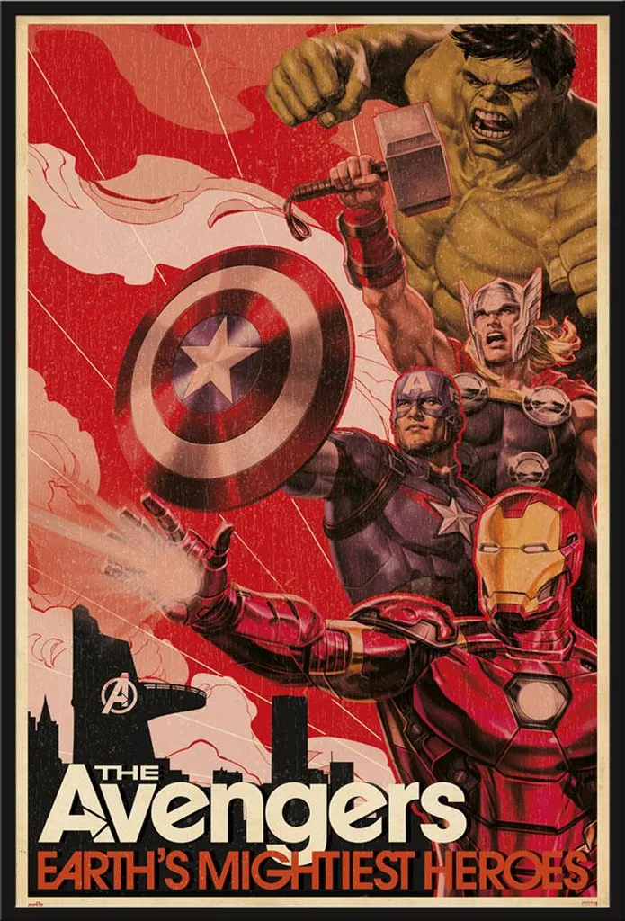 Affiche Avengers prête à poser 61x91,5 cm avec Cadre Noir de Qualité