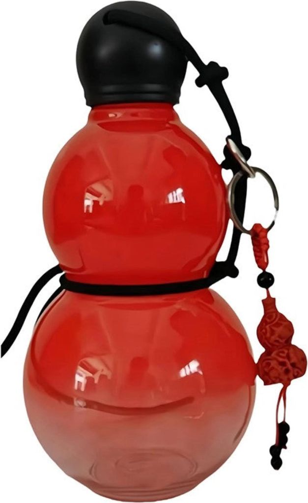 Retro Wasserflasche 800 ml, BPA-freie Trinkflasche für Sport, Fitness, Reisen – Tragbare Flasche im chinesischen Stil mit Anhänger und Gurt
