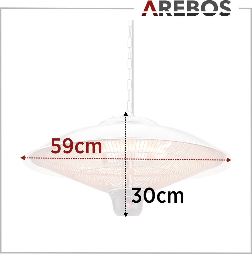 AREBOS promiennik sufitowy 2000 W + pilot, 3 poziomy Zdjęcie produktu 9