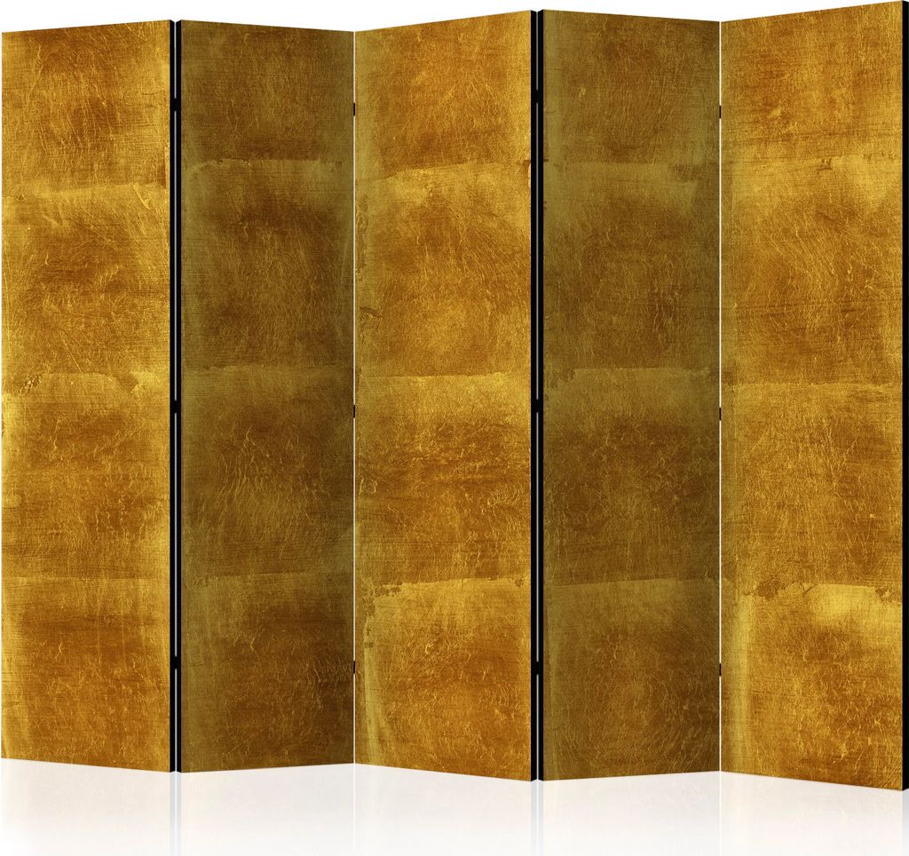 5-teiliger Doppelseitiger Vlies Paravent - Golden Cage II 225x172 cm Abstrakt f-A-0480-z-c
