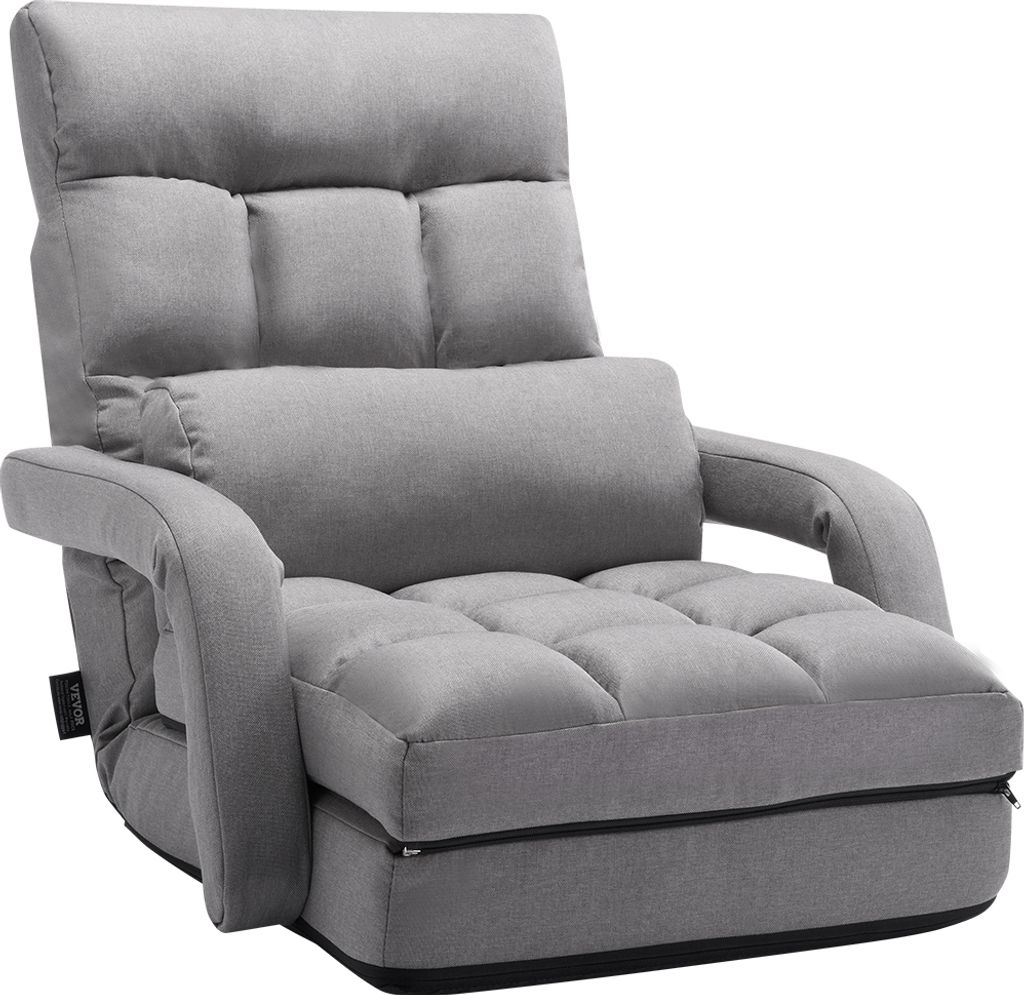 VEVOR Bodenstuhl, Boden-Gaming-Stuhl, Sofa-Relaxbett mit Rückenkissen für Schlafzimmer, Grau