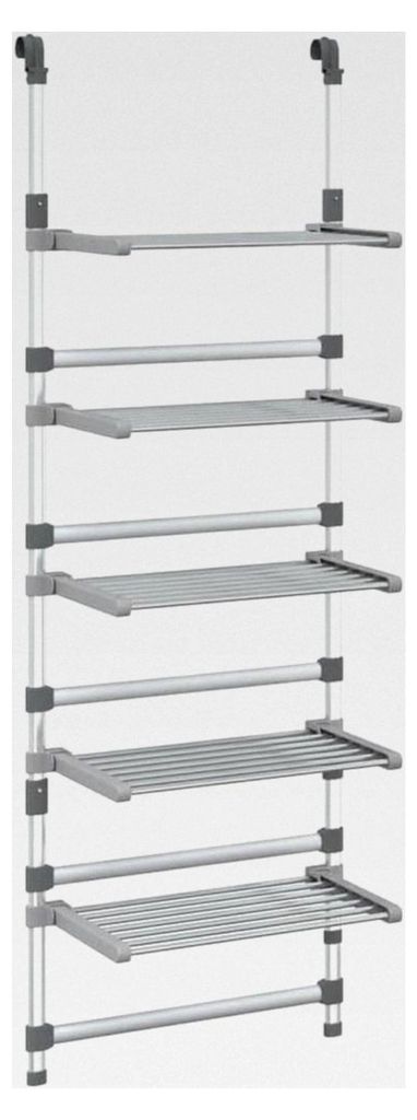 Wäscheständer zum Aufhängen, 5 Ebenen, vielseitiger Kleiderständer aus Aluminium, höhenverstellbar, platzsparend, Silber