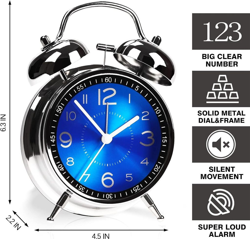 Super lauter Wecker, Retro Wecker, kein Ticken, Produktbild 6