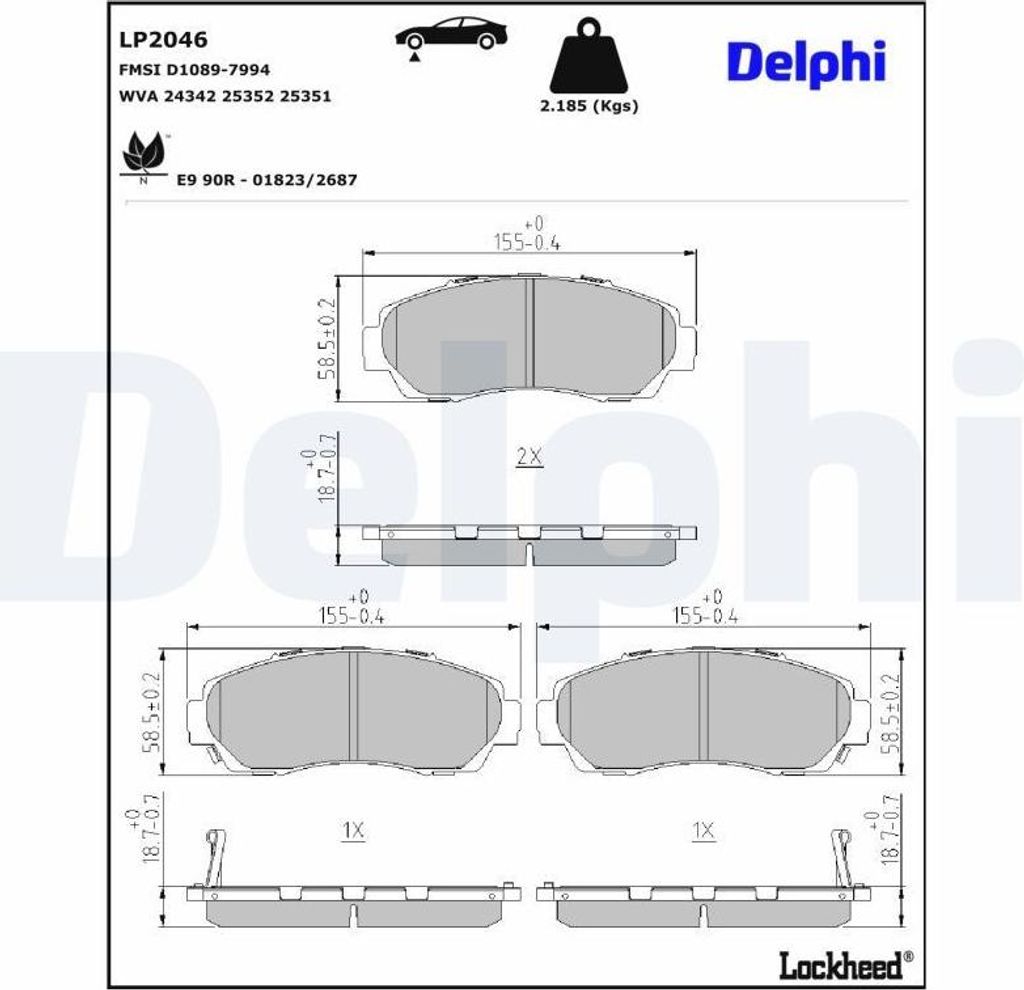 DELPHI Bremsbeläge Satz Vorne Bremsklötze für HONDA CR-V III (RE) LP2046