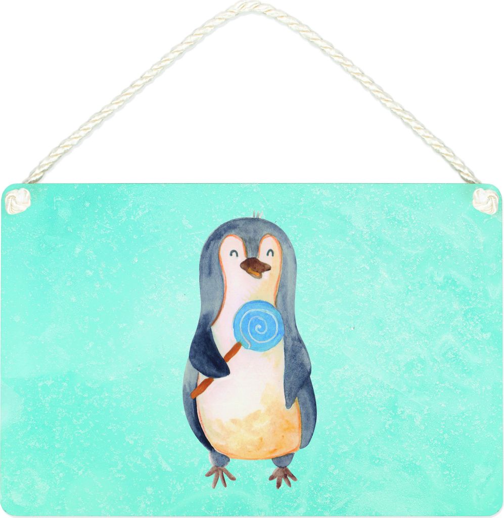 Mr. & Mrs. Panda Schild Pinguin Lolli DIN A4 - Eisblau - Geschenk, Wandbild Holz, Süßigkeiten, Spruch, Naschen, kleine aufmerksamkeit, wandtafel,...