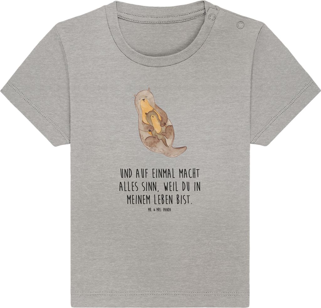 Mr. & Mrs. Panda Babyshirt Otter Kind 6. - 12. Monat - Heather Grey - Geschenk, Kleinkind Shirt, Mama, Sohn, , Mutter, Baby T-Shirt, Familie