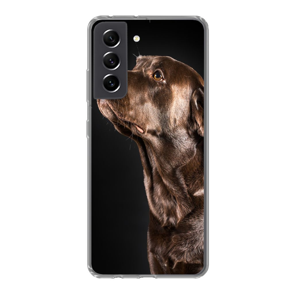 MuchoWow Handyhülle Schutzhülle Hülle für Samsung Galaxy S21 FE Hund - Braun - Porträt Silikon Softcase Handy Hülle - Mobiltelefonhülle