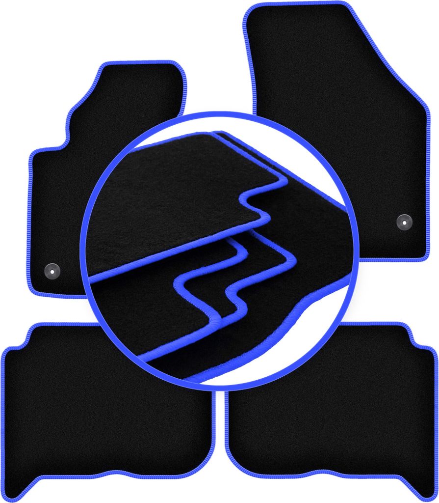 CARLUX-BLUE Autofußmatten für: Volkswagen Touran I 2FL Minivan (2010-)